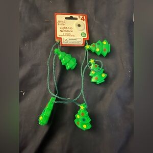 Green Light-Up Christmas Tree Necklace